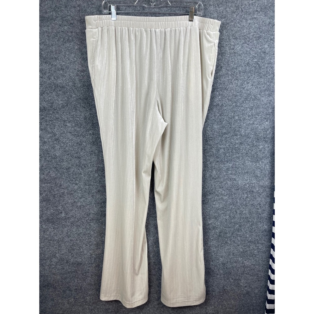 LuLaRoe Luxe Wide Leg Pants Womens XL Champagne Beige Excellent Shimmer Pleated - Picture 4 of 10